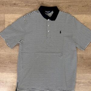Polo by Ralph Lauren Men's Black and White Striped Polo Shirt